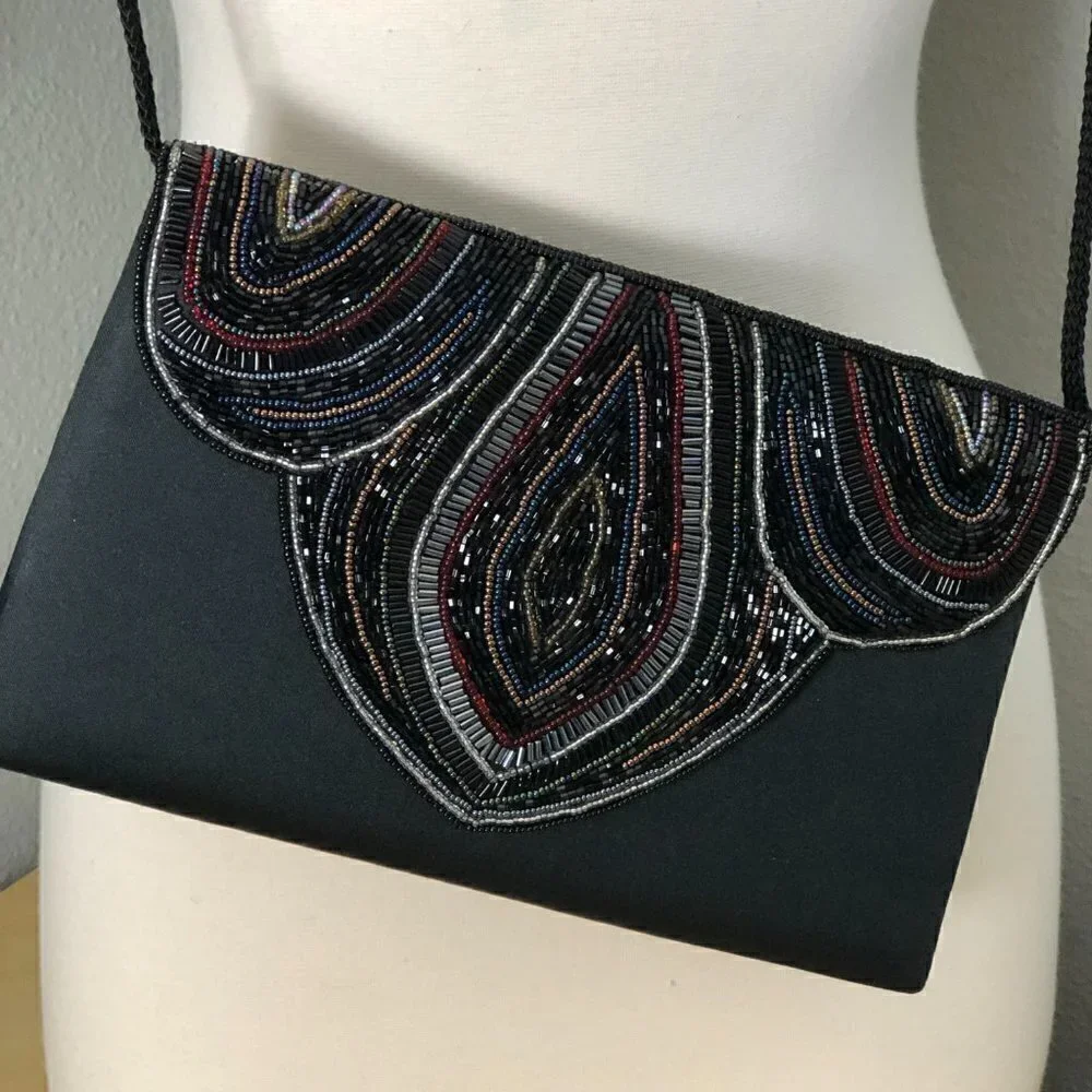 PALIZZIO Satin Beaded Crossbody Bag - NEW